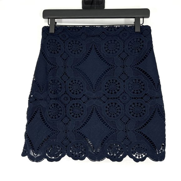 Abercrombie & Fitch Dresses & Skirts - Abercrombie & Fitch Skirt Navy Blue Embroidered Crochet Mini